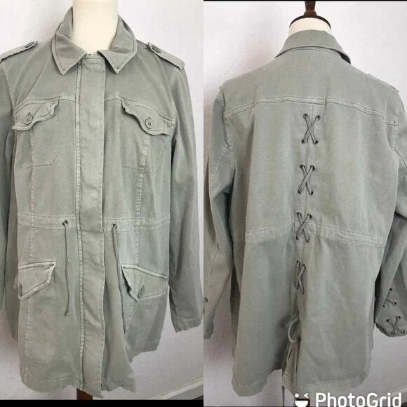 Torrid Anorak Jacket Lace Up Back Twill Utility Green - Picture 1 of 11